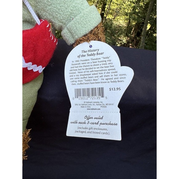 Hallmark 2002 Christmas Teddy Mittens Plush Bear 12” Holiday Stuffed Toy -5Z - Picture 3 of 8